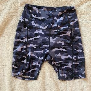 camo print biker shorts